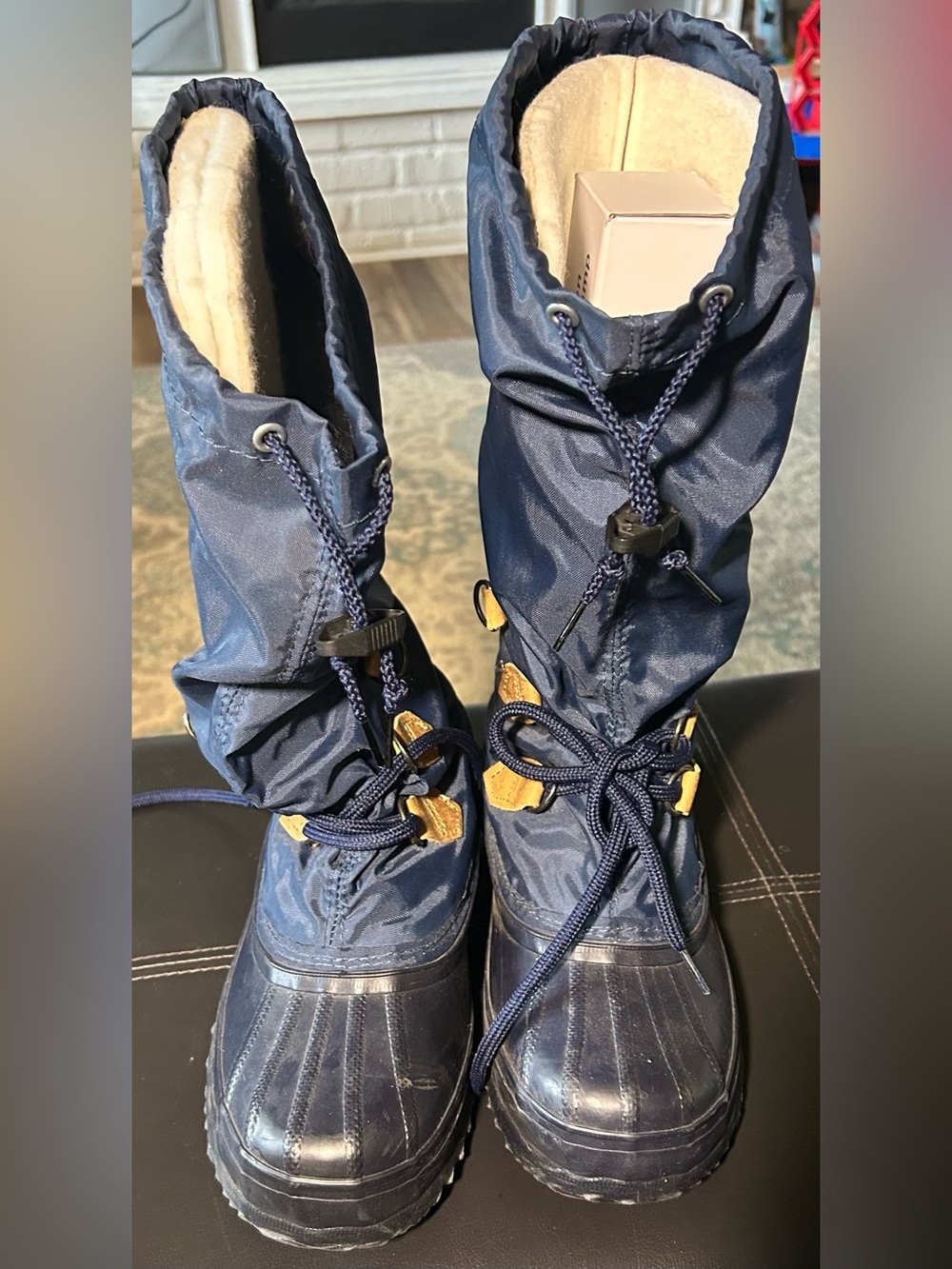 Sorel Snowlion Navy and Tan Women's Winter Boots Size 6 - Picture 2 of 8